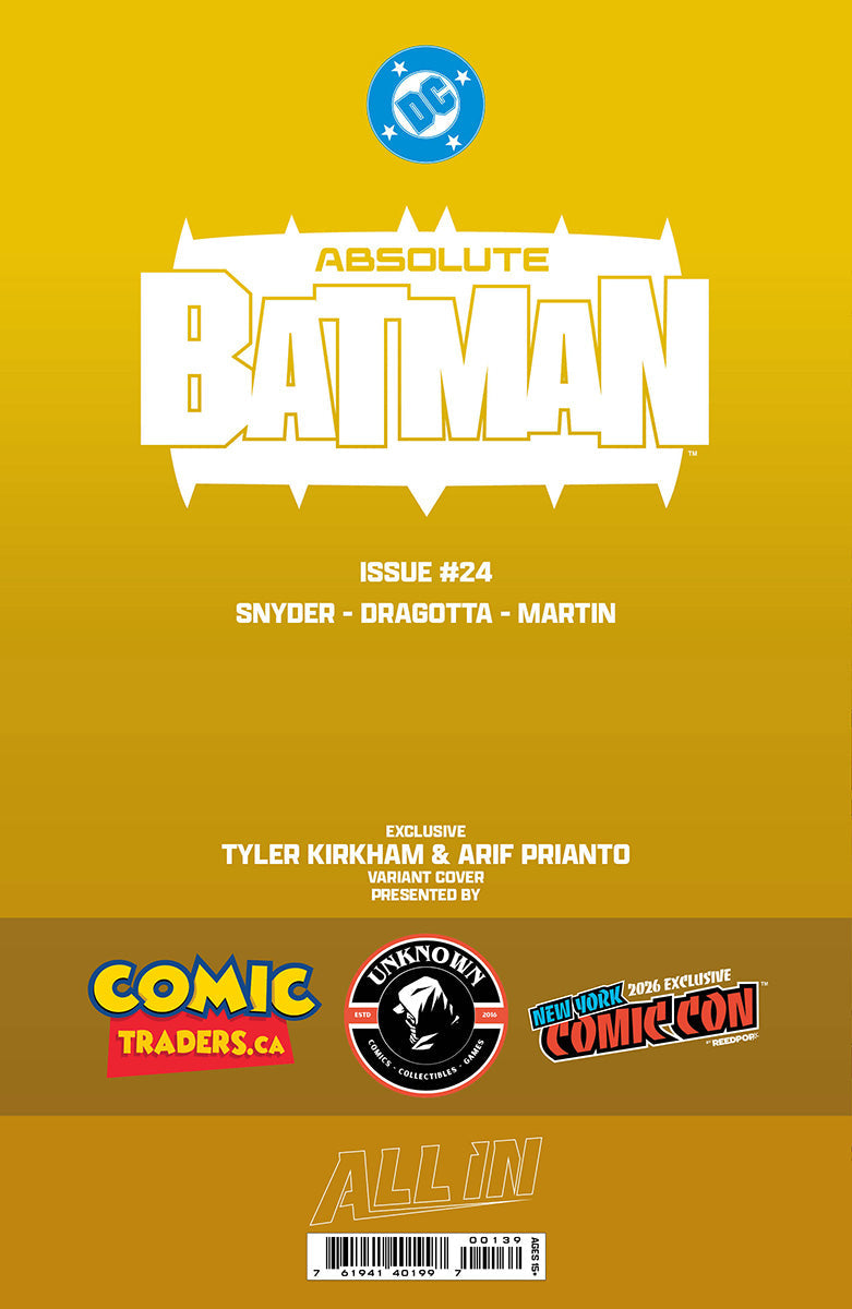 [GOLD FOIL] ABSOLUTE BATMAN #24 TYLER KIRKHAM BATTLE DAMAGED PENGUIN NYCC EXCLUSIVE VIRGIN VAR (10/28/2026)