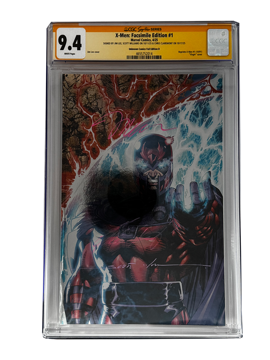 [TRIPLE SIGNED CGC YELLOW LABEL 4 PACK FOIL] X-Men 1991 #1 Facsimile Jim Lee | Claremont |  Williams Cover Var [Set #1]