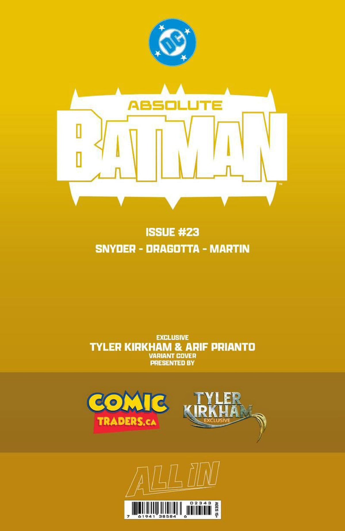 [GOLD FOIL] ABSOLUTE BATMAN #23 TYLER KIRKHAM HARLEY QUINN BATTLE DAMAGED NYCC EXCLUSIVE VIRGIN VAR (10/28/2026)